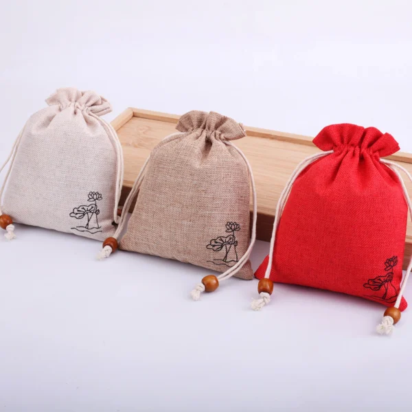 7 Colors Linen Gift Bag Jewellery Bag For Buddha Beads Linen Jewellery Bag For Cosmetic Organizer Travel Jewelry Storage - Image 5