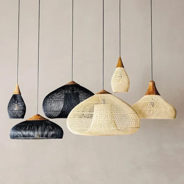 Japanese Wabi Sabi Pendant Lights Handmade Rattan Lamp for Bedroom Dining Room Restaurant Kitchen Light Fixtures Loft Luminaries