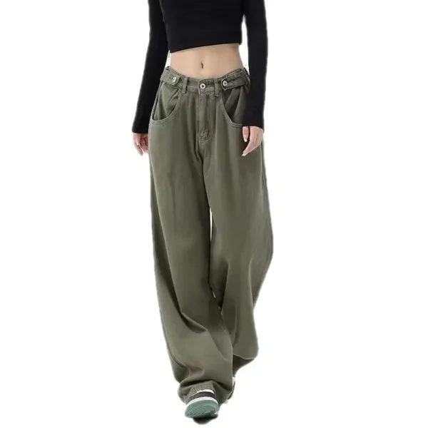 Autumn Winter American Vintage Women Flare Jeans Camouflage High Waist Street Casual Trousers Baggy Hip-hop Denim Pants Y2K - Image 5