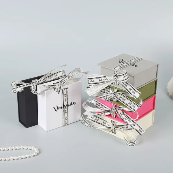 Eau De Parfum Lipstick Set in Bow Flip Book Box with Custom Logo Also Perfect as Jewelry Packaging for Rings Earrings Necklaces