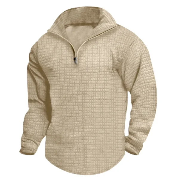 Men Sweatshirts Stand Collar Hoodies Solid Pullover Sweatshirt Spliced Zipper Long Sleeve Sweatshirt Sports High Street - Image 5