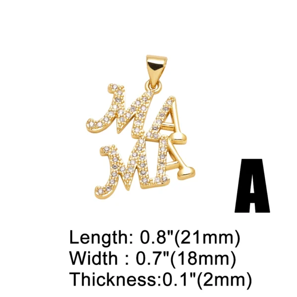 OCESRIO Multicolor Crystal Heart Mama Pendant for Necklace Copper Gold Plated Mother‘s Day Gift Jewelry Making Supplies pdtb235 - Image 5