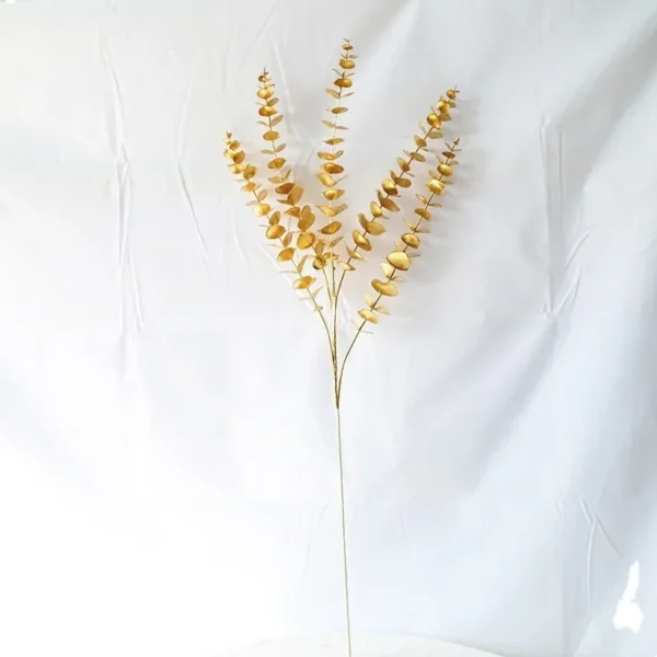 Hot Gold Artificial Eucalyptus Ginkgo Holly Leaf Plants Artificial Flower Wedding Decoration for Home Decor DIY Christmas Decor - Image 6
