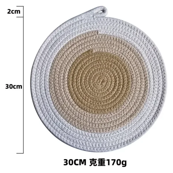 Colored Placemat Pastoral Style Thickened Insulation Cotton Linen Woven Table Mat Heat Resistant Anti Scalding Sand Pot Cup Mat - Image 6