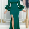Gown Dress Women Floor Length Dresses Sexy Off Shoulder Vestidos Evening Ruffles Sleeve Slim Fit Elegant Night Party White Long