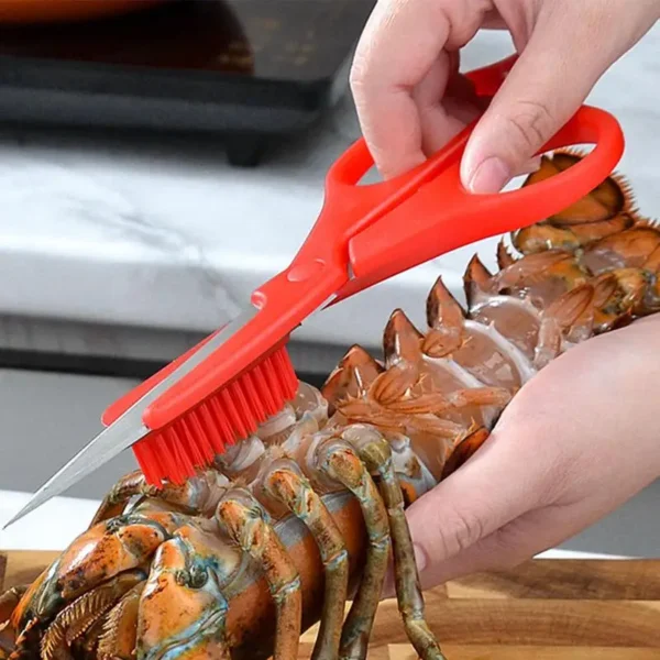Kitchen Scissors For Food Crab Scissors With Brush Multi Functional Kitchen Tool For Cutting Cooking Seafood Processing - Image 5