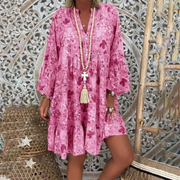 Floral Print Dress Short Dress Vacation White Women Yellow Autumn Casual Daily Green Holiday Loose Orange Pink