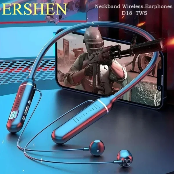K58pro Wireless Earphones Bluetooth 5.3 Neckband Headphones Gaming LED Display HIFI Headset Sports TWS Earbuds With Mic TF Card
