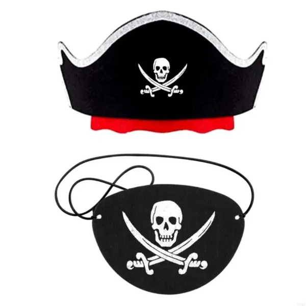 N5KE Pirate Hat Hairband EyePatch Halloween Cosplay Party Costume Festival Holiday Props Role Play Dress Head Accessories