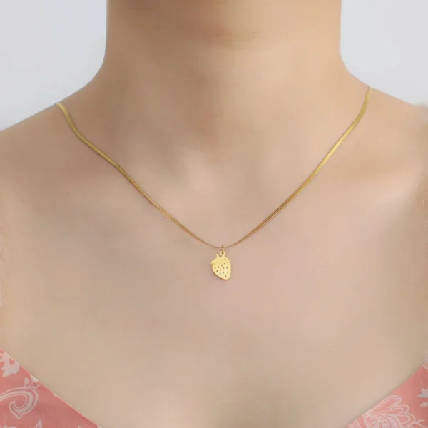Strawberry Pendant Stainless Steel Necklace Women's Fashionable Strawberry Fruit Necklace Birthday Gift Jewelry Gift New Style