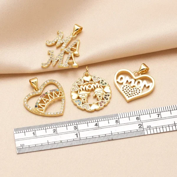 OCESRIO Multicolor Crystal Heart Mama Pendant for Necklace Copper Gold Plated Mother‘s Day Gift Jewelry Making Supplies pdtb235 - Image 3