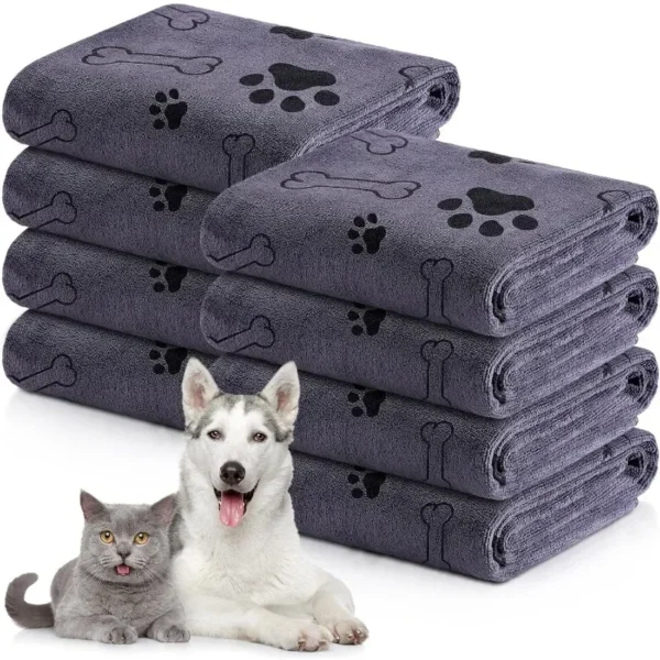 Ultra-Absorbent Pet Drying Towel with Paw Prints | Soft Plush Microfiber for Dogs & Cats Puppy Quick-drying Dog Claw Bath Towel - Image 2