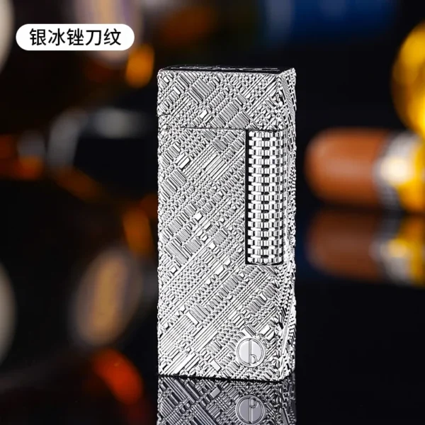 2025 High-end Side-sliding Grinding Wheel Butane Gas Lighter, Beautifully Carved, Fashionable, Narrow Version, Holiday Gift - Image 5