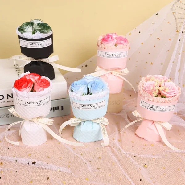 Artificial Artificial Flowers Elegant Rose Soap Soap Flower Fragrant Rose Bouquet for New Year
