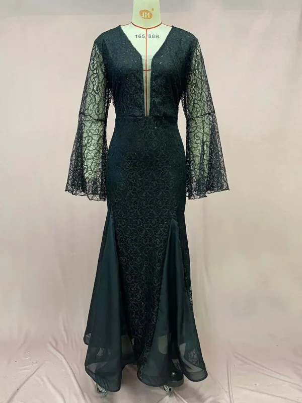 Women Long Dress White Dresses Sexy Flare Sleeve Lace Embroidery Elegant Maxi High Waist Night Vestidos Gown Party Evening - Image 5
