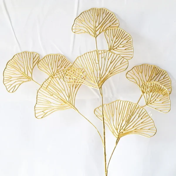 Hot Gold Artificial Eucalyptus Ginkgo Holly Leaf Plants Artificial Flower Wedding Decoration for Home Decor DIY Christmas Decor - Image 4