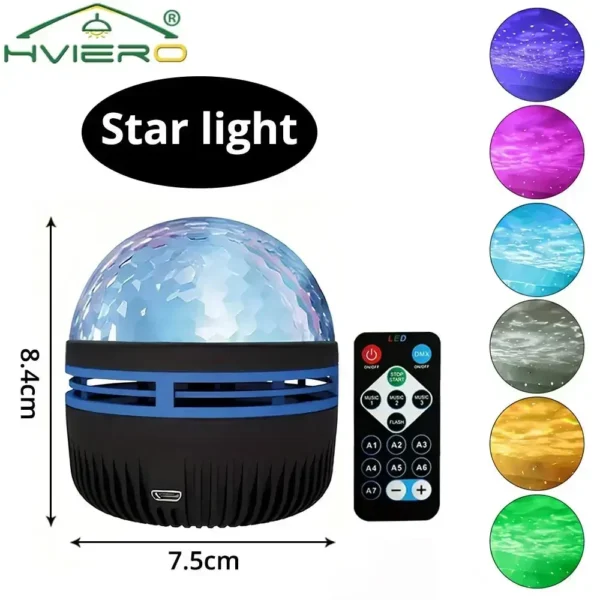 Mini Starry Sky Projection Lamps LED 7 Color Patterns Remotes Control Multifunctional Polar Night Light Party Bedroom Atmosphere - Image 6