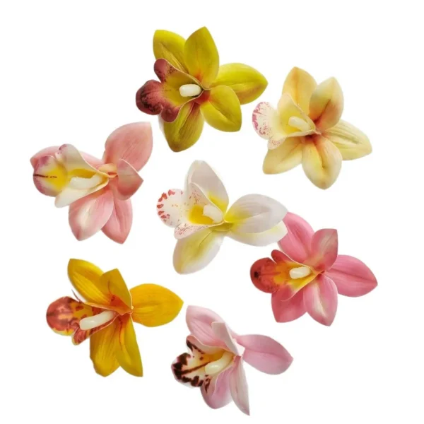 20pcs Artificial Cymbidium Orchid Flower Heads 6cm Real Touch Phalaenopsis Orchid head for DIY Floral Decoration