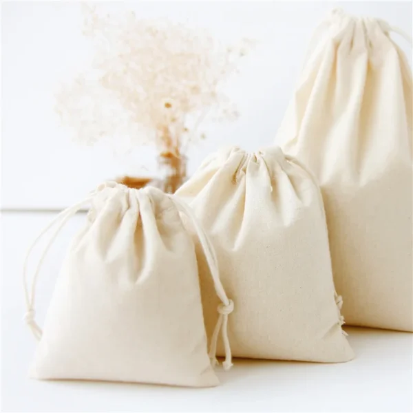 XS/S/M/L Cotton and Linen Cloth Bag Solid Color Drawstring Bags Miscellaneous Storage Bag DIY Drawstring Bag Hand Bags Wholesale - Image 2