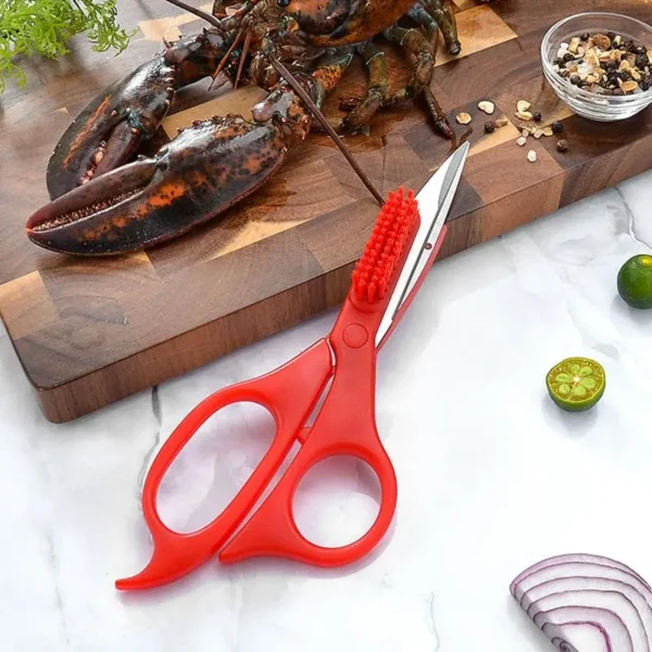 Kitchen Scissors For Food Crab Scissors With Brush Multi Functional Kitchen Tool For Cutting Cooking Seafood Processing - Image 2