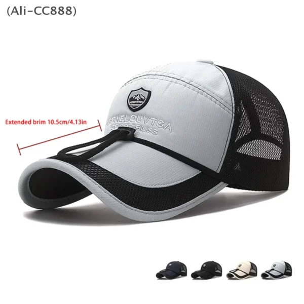 Quick-Dry Sun Hat Windproof Tie & UV Protection Baseball Cap for Men Breathable Mesh Outdoor Fishing Hat - Image 3