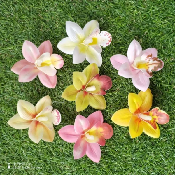 20pcs Artificial Cymbidium Orchid Flower Heads 6cm Real Touch Phalaenopsis Orchid head for DIY Floral Decoration - Image 3