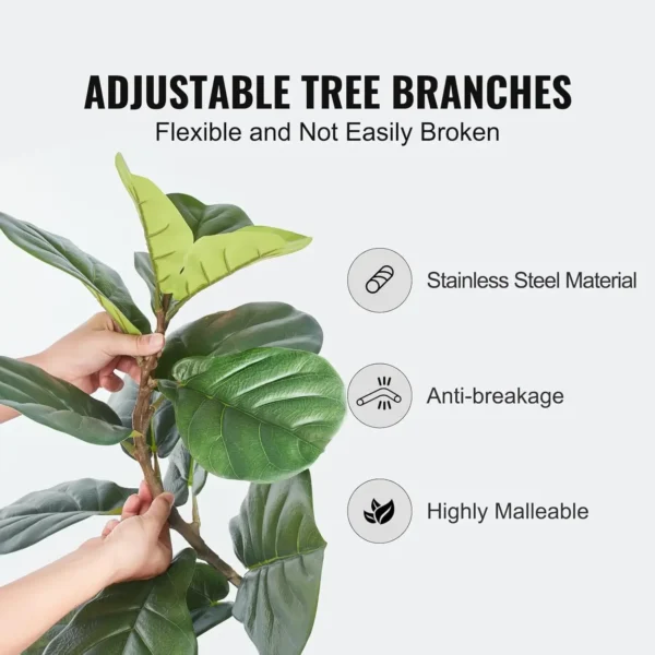 Artificial Fiddle Leaf Fig Tree 4 FT, Secure PE Material & Anti-Tip Tilt Protection Low-Maintenance Faux Plant - Image 5