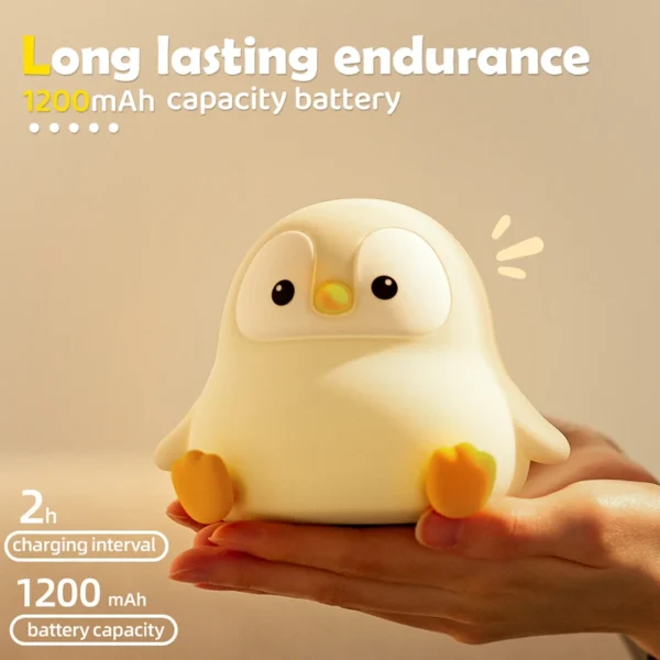 Penguin Nightlight Cute Animal Silicone Night Light Touch Bedside Sleep Lamp Relieve Stress Timing Function USB Rechargeable - Image 4