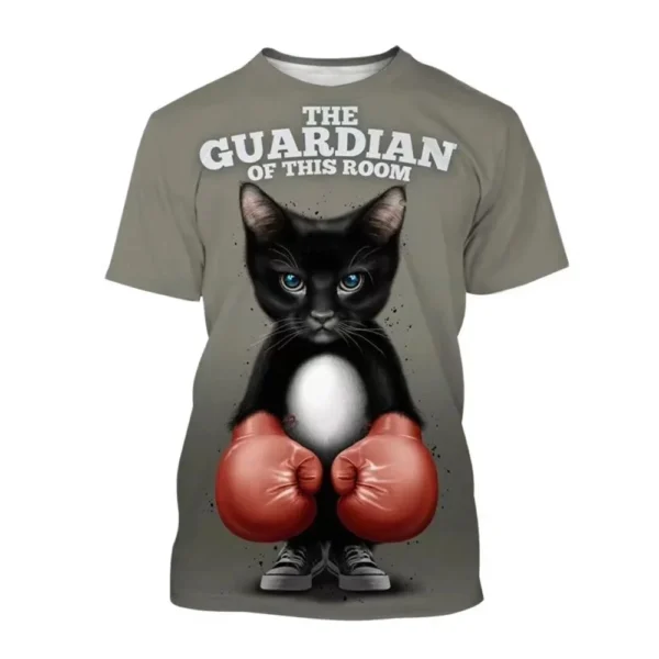 Trendy new 3D cat print round neck T-shirt, quick-drying breathable top, slim, fashionable and cool for men and women - Image 6