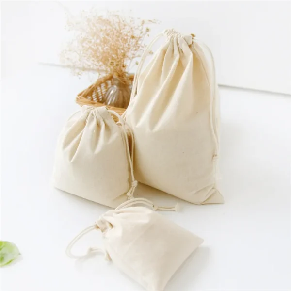 XS/S/M/L Cotton and Linen Cloth Bag Solid Color Drawstring Bags Miscellaneous Storage Bag DIY Drawstring Bag Hand Bags Wholesale - Image 3