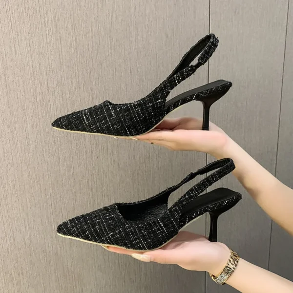 2025 Women's Fashion High Heel Sandals Slim Stiletto Pointed Toe Slip-On Summer Party & Daily Wear Covered-Toe Dress Shoes - Image 3