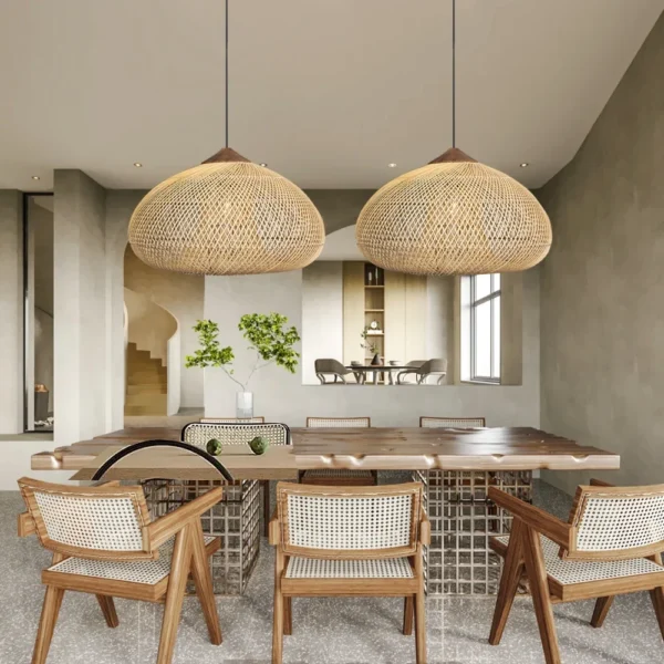 Japanese Wabi Sabi Pendant Lights Handmade Rattan Lamp for Bedroom Dining Room Restaurant Kitchen Light Fixtures Loft Luminaries - Image 4