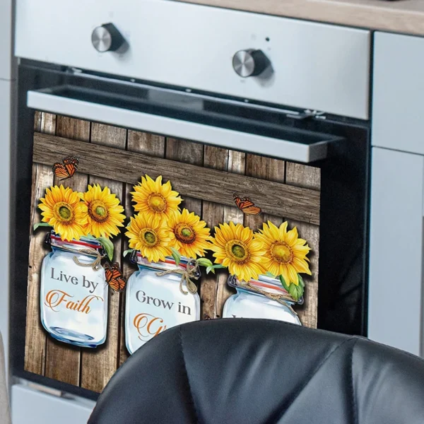 Microwave Door Decoration, Rustic Sunflower Oven Sticker Mother’s Day Home Decor