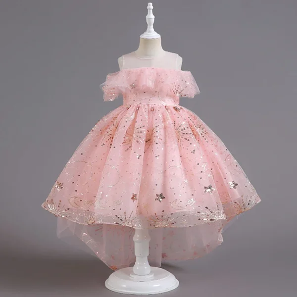 Luxury Formal Occasion Girls Floor Length Cocktail Dresses Children Fluffy Shiny Tulle Graduation Ceremony Performance Clothing - Image 2