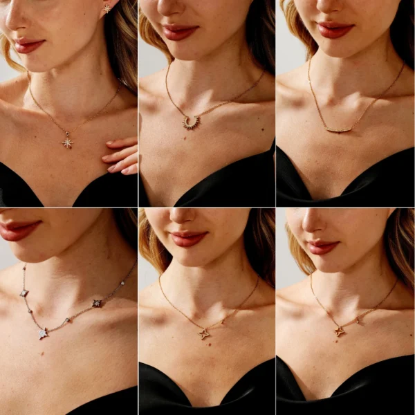 Fashion Simple Stainless Steel Zirconium Nail Necklace Daily Jewelry Necklace For Women Delicate Small Pendant As Gifts