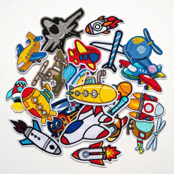 Aircraft Rocket Embroidery Card Embroidered Cloth Patch Clothing Patches Small Children's Clothing Applique Stickers Scp - Image 4