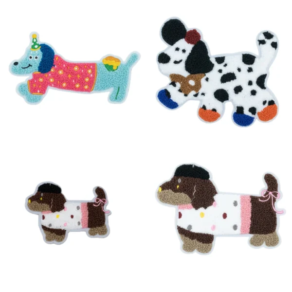 Cartoon Puppy Towel Embroidery Cloth Sticker Chenille Patch Computer Embroidery Label Clothing Decoration Animal Patch Sticker