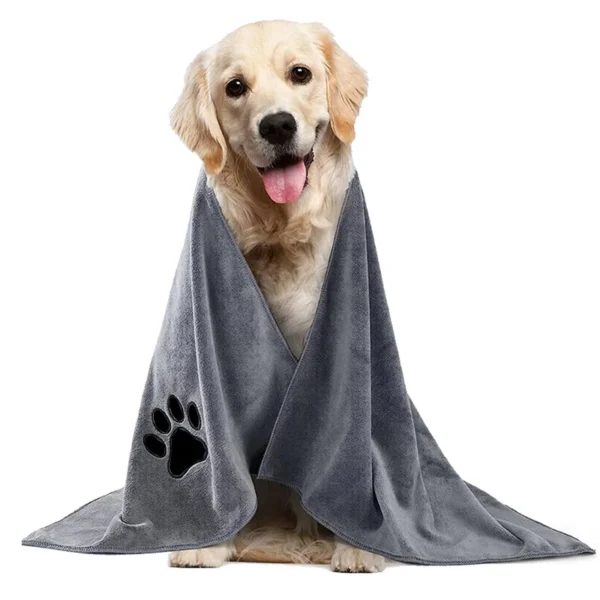 Ultra-Absorbent Pet Drying Towel with Paw Prints | Soft Plush Microfiber for Dogs & Cats Puppy Quick-drying Dog Claw Bath Towel
