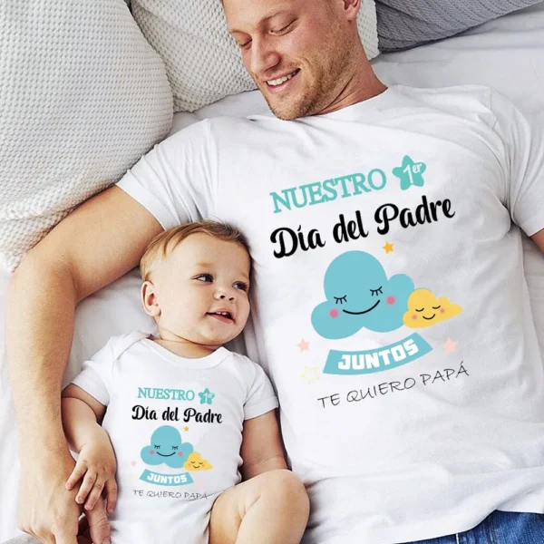 Father‘s Day Set Our First Father's Day Together I Love You Dad Pattern Print Family Matching Outfit Father's Day Party Clothing - Image 3