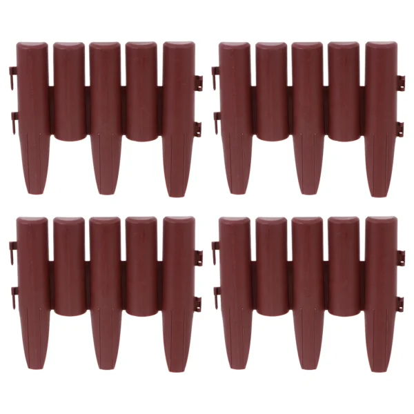 4 Pcs Garden Fence Decor Brown 013 Plastic Lightweight Sturdy Practical Outdoor Landscape Border Flowerbed Driveway Path Lawn