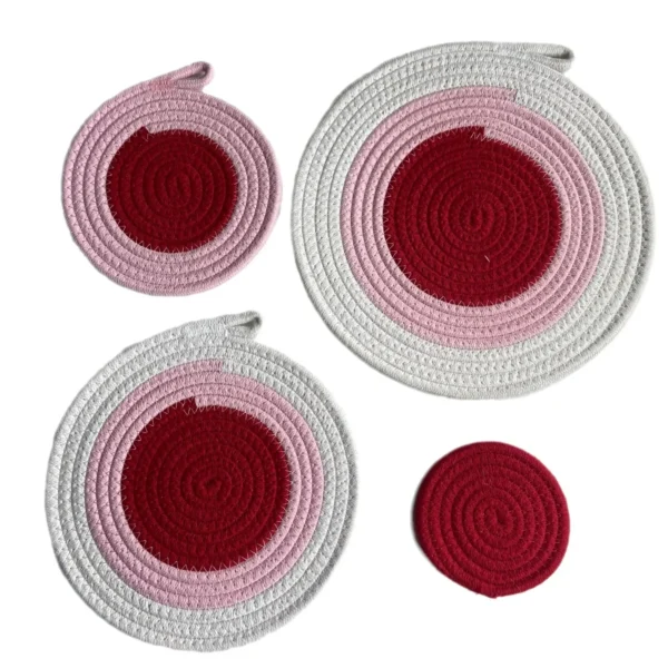 Colored Placemat Pastoral Style Thickened Insulation Cotton Linen Woven Table Mat Heat Resistant Anti Scalding Sand Pot Cup Mat - Image 5