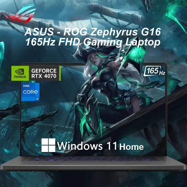ASUS ROG Zephyrus G16 Gaming Laptop,Intel Core i7-13620H,NVIDIA GeForce RTX 4070,32GB RAM,4TB SSD,Single-zone RGB Backlight