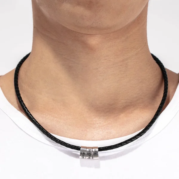 JewelOra Personalized Men Leather Necklaces with Beads Custom 2-5 Names Rope Chain Necklaces for Men Jewelry Gift for Boyfriend - Image 6