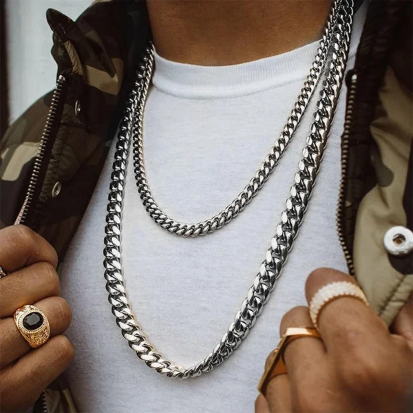 3mm 6mm Wide Stainless Steel Chain Cuban Link Chains Chokers Necklace For Mens Jewelry Silver Plated Solid Metal Fashion Jewelry - Image 5