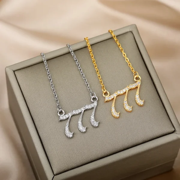 Zircon Angel Number Necklaces 111 222 333 444 555 666 777 888 999 Stainless Steel Necklace For Women Devil Choker Trend Jewelry - Image 2