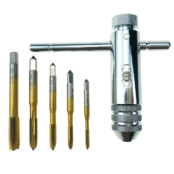 5Pcs Titanium Coating HSS Hand Tool M3 M4 M5 M6 M8Straight Fluted Screw Thread Hand Tap Drill Milling Cutter For Engrave - Image 2