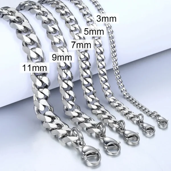3-11mm Men's Bracelets Stainless Steel Curb Cuban Link Chain Black Gold Color Silver Color Bracelet For Women Jewelry KBM03 - Image 6