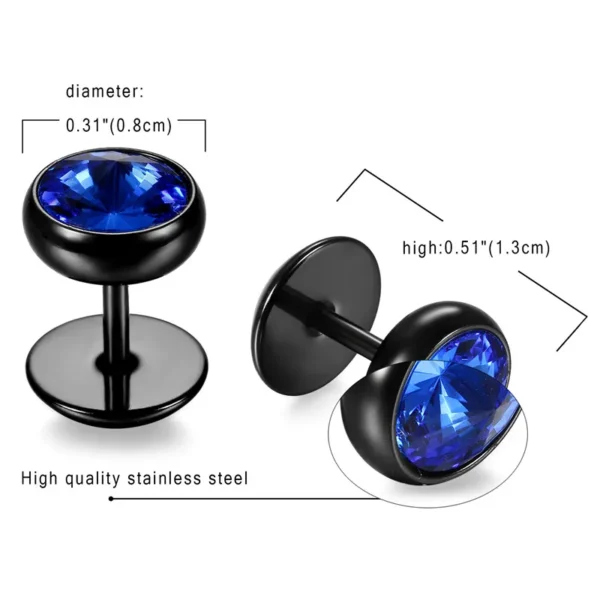 BONISKISS Men Earrings Stainless Steel Black Blue Barbell Type Stud Earrings For Men And Women Unisex Jewelry Pendientes Brincos - Image 4