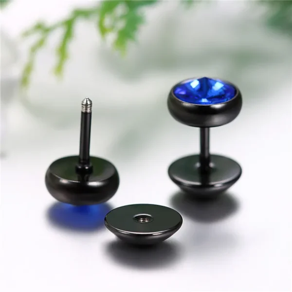 BONISKISS Men Earrings Stainless Steel Black Blue Barbell Type Stud Earrings For Men And Women Unisex Jewelry Pendientes Brincos - Image 3