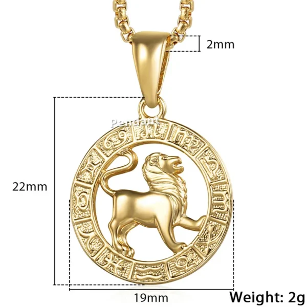 Men's Women's 12 Horoscope Zodiac Sign Gold Color Pendant Necklace Aries Leo Wholesale 12 Constellations Jewelry GPM24 - Image 5